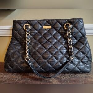 Kate Spade Quilted Gold Coast Black Leather Handbag